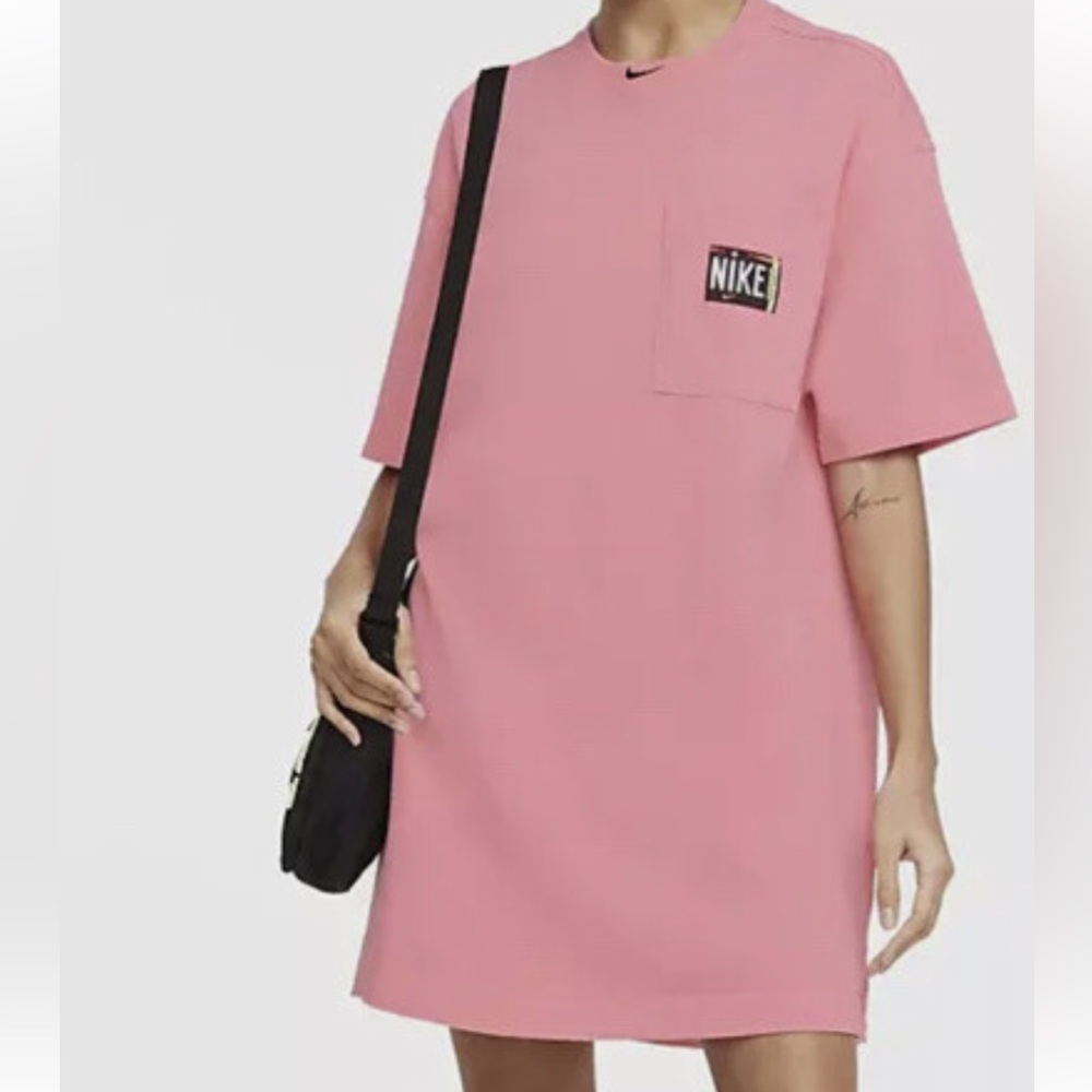 Nike Pink Short Sleeve Cotton Wash Tee Shirt Dress